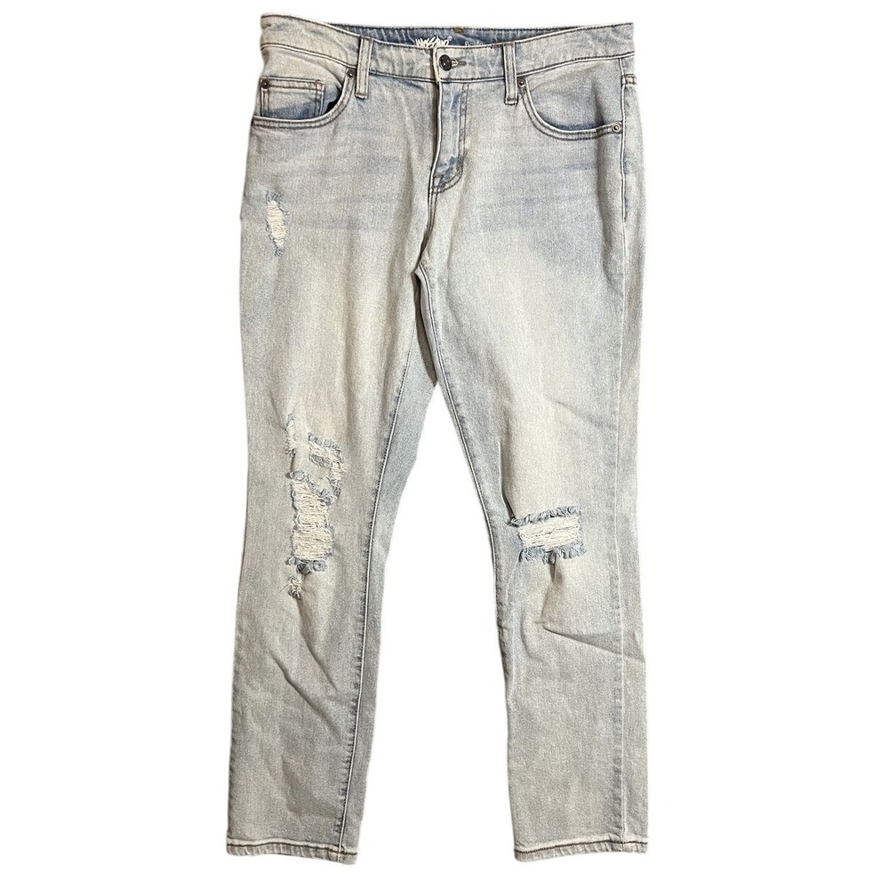 Mossimo Denim Boyfriend Jeans Women's Size 6/28 Light Wash‎ Distressed Stretch